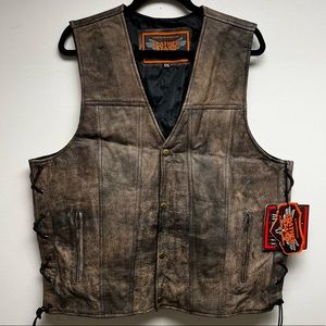 Leather Stand - Brown Leather Concealed Carry Vest - Men’s Size XXL